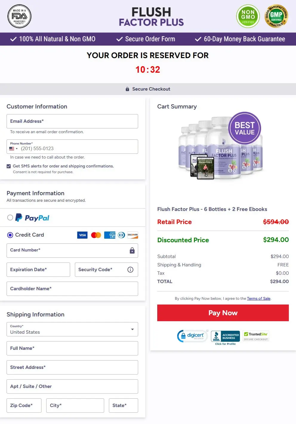 Flush Factor Plus Order Form